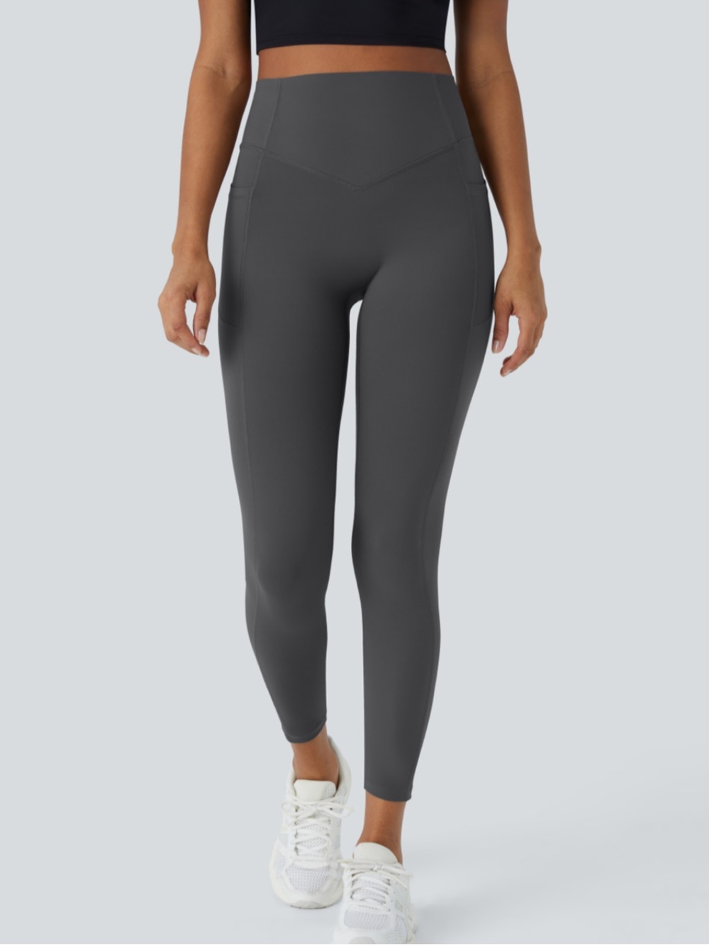 HALARA High-Waist Pocket Leggings - Charcoal Gray - Picture 2 of 9